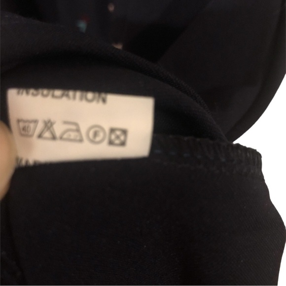 Embroidered Navy Flare Midi Dress Geese & Floral Design Long Sleeved Zip Back S - Picture 8 of 9